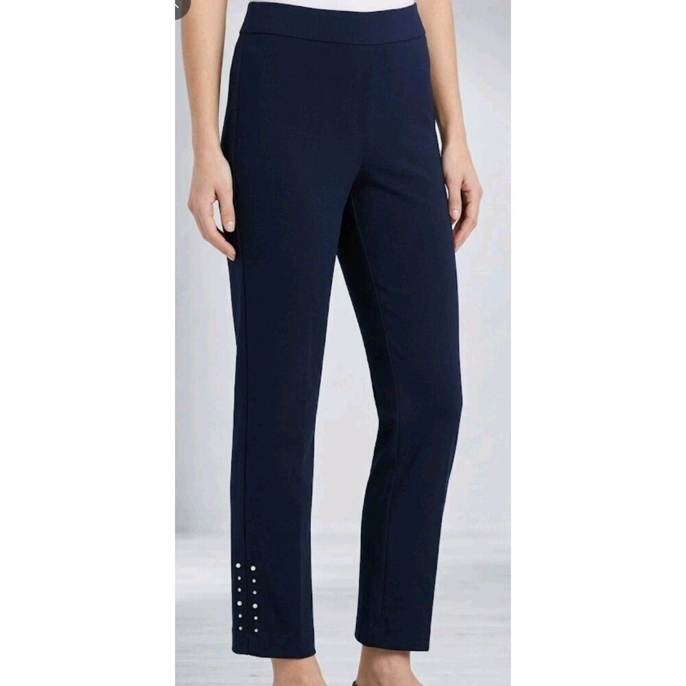 HIVIEW PANTS 6 STRETCH PULL ON BLUE SLIT DESIGN BUTTON'S ANKLE